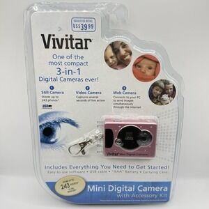 Y2K Vivitar Mini Digital Camera 3-in-1 Pink Keychain 2007 USB AAA New Sealed